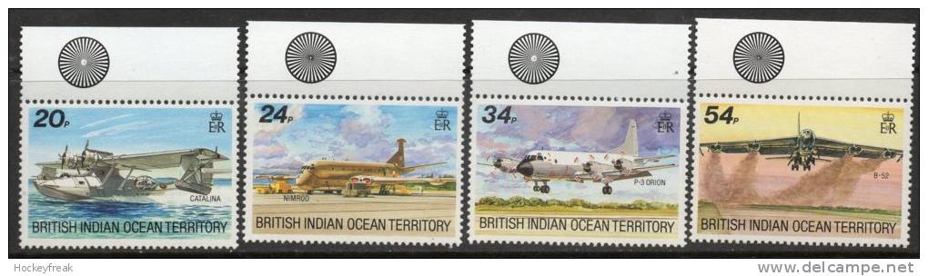 British Indian Ocean Territory 1992 - Visiting Aircraft - Top Marginal Colour Control SG124-127 MNH Cat £8.75+ SG2015 - Territorio Británico Del Océano Índico