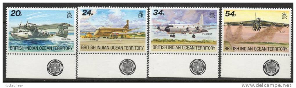 British Indian Ocean Territory 1992 - Visiting Aircraft - Bottom Marginal Colour Control SG124-127 MNH Cat £8.75+ SG2015 - Territorio Británico Del Océano Índico