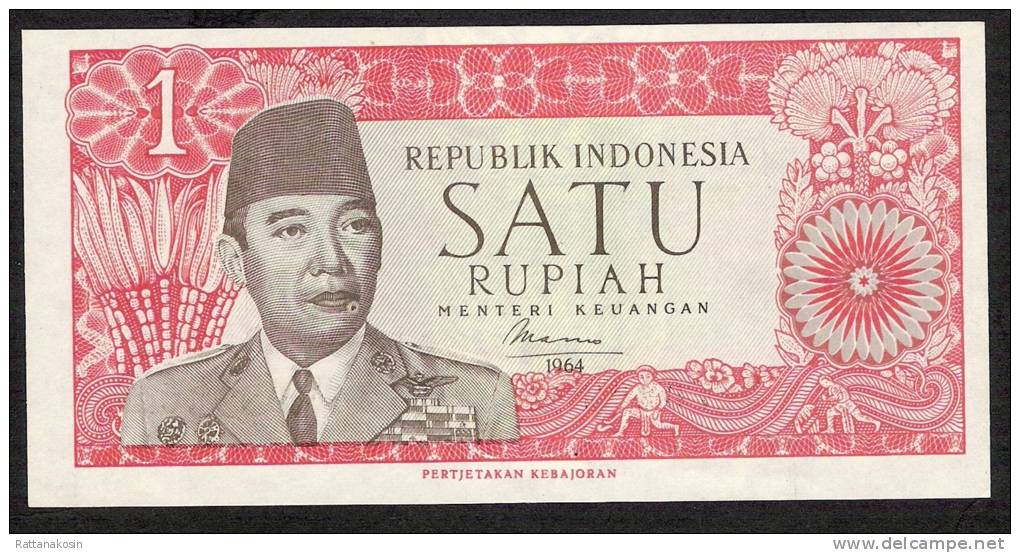 INDONESIA  P80a  1  RUPIAH   1964 With Printer !     UNC. - Indonésie