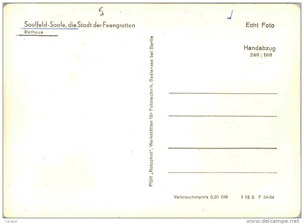 AK Saalfeld, Rathaus, Ung, 1964 - Saalfeld