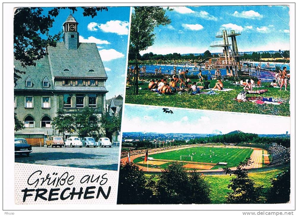 D3767     FRECHEN : Multiview With Stadion - Frechen