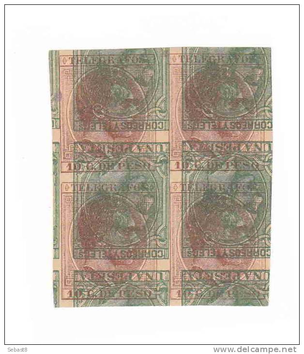 ESPAGNE 1870 Bloc -varieté Doubles Impression Renversé-non Dentelé SG Pas De Gomme ( Error Erreur Tete Beche ) - Ungebraucht