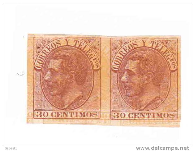 ESPAGNE 1870 Paire -varieté Doubles Impression Renversé-non Dentelé SG Pas De Gomme ( Error Erreur Tete Beche ) - Neufs