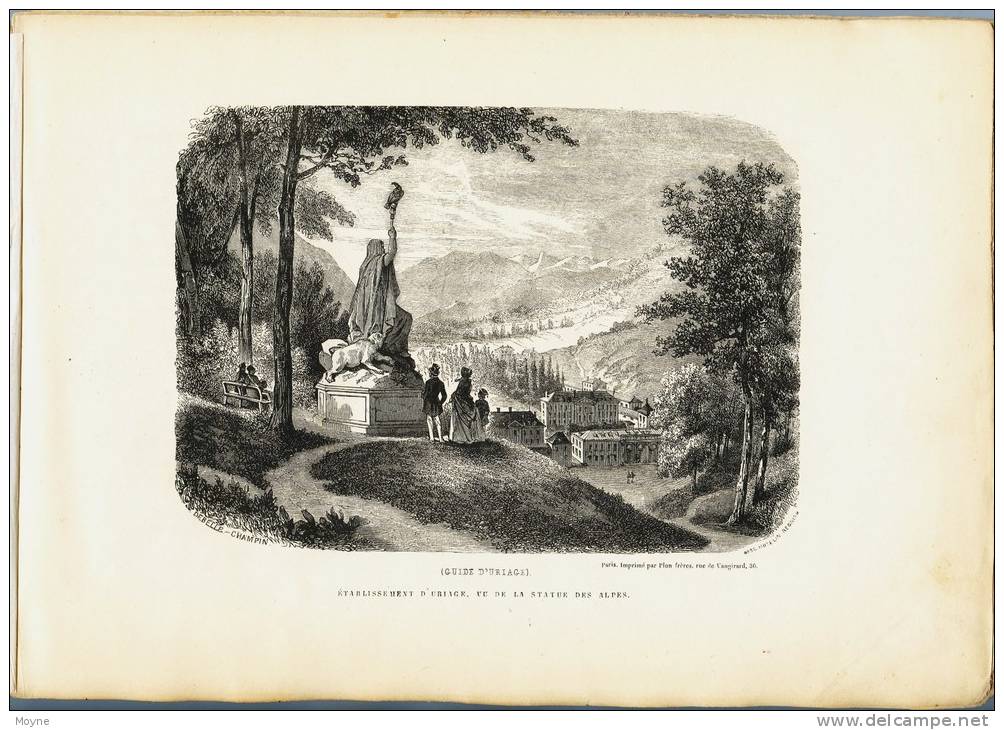 Isére - URIAGE Et Ses ENVIRONS    GUIDE PITTORESQUE ET DESCRIPTIF 1855  - A.M . LADICHERE - EDITION ORIGINALE - Rhône-Alpes