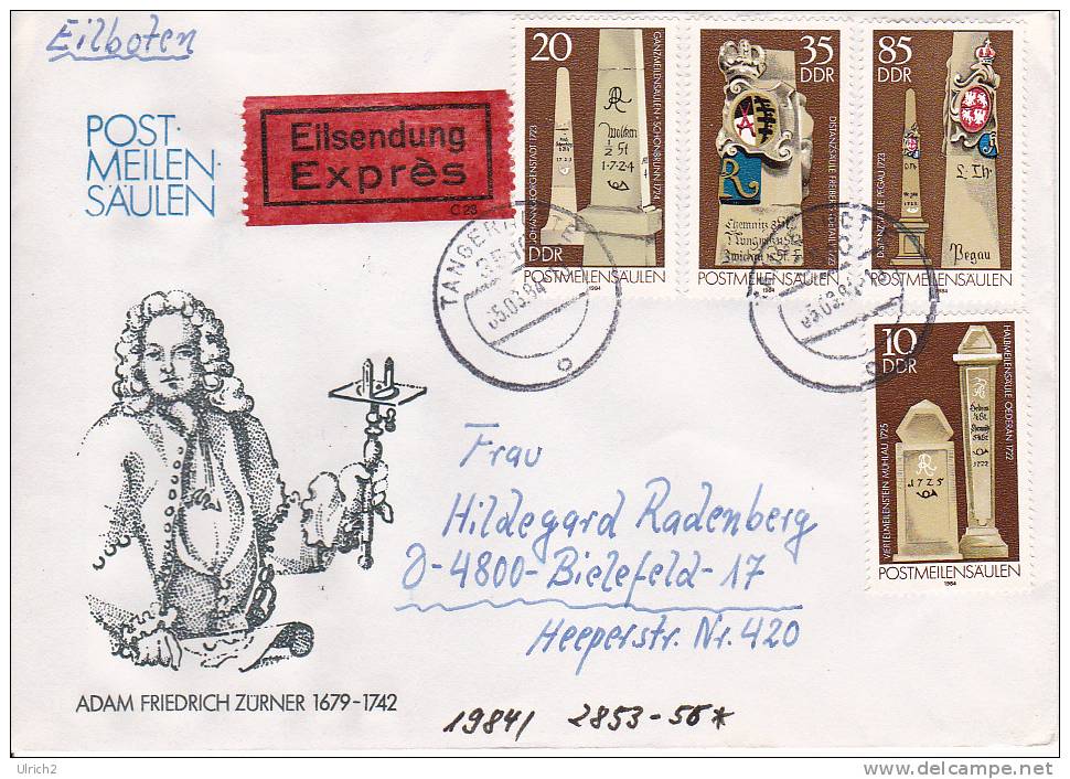 DDR Eil-Brief Mi.-Nr. 2853-2856 - Stempel Tangerhütte (0143) - Briefe U. Dokumente