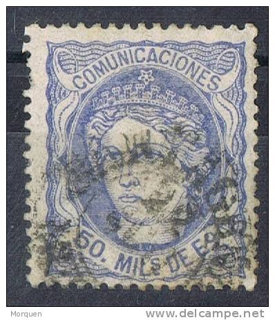 Sello 50 Mils Alegoria 1870, Fechador CARTAGENA (Murcia), Num 107 º - Used Stamps