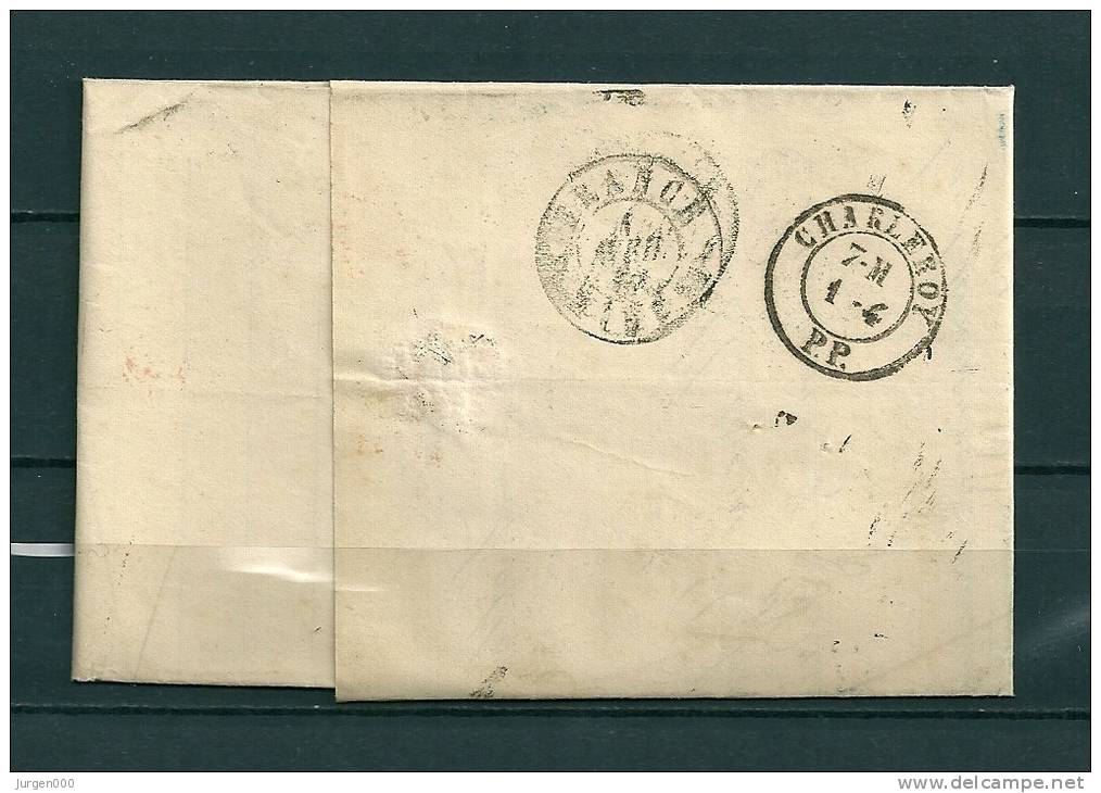 Nr 28A+29A Op Brief Naar Charleroi (Belgique) PD 01/04/1869 (GA9213) - 1863-1870 Napoléon III. Laure