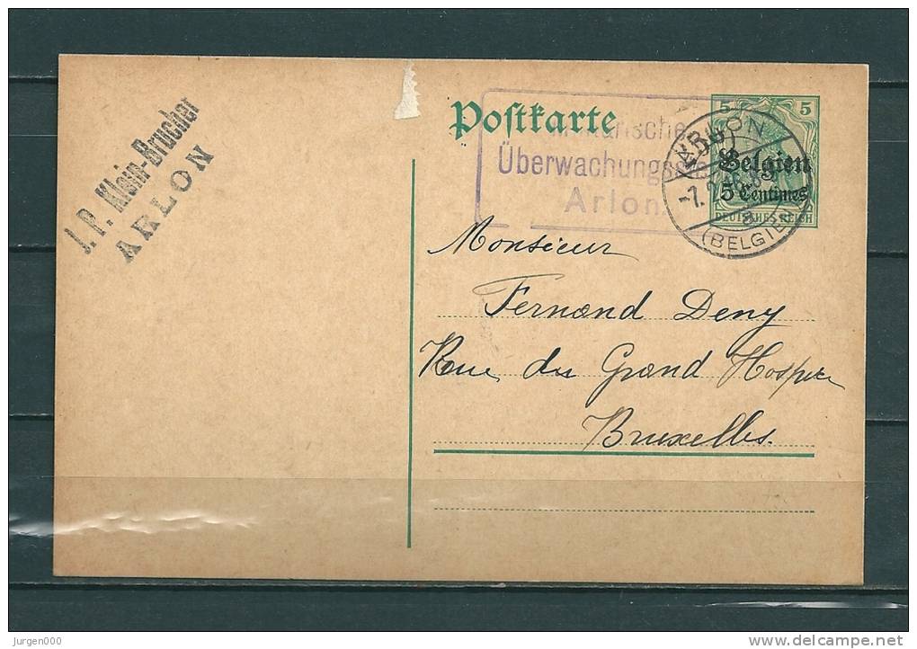 Postkaart Van Arlon Naar Bruxelles 07/02/1916 (GA9418) - OC1/25 Gouvernement Général