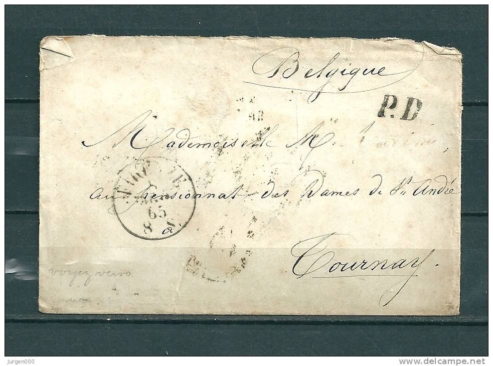 Brief Van Firenze Naar Tournay (Belgique) PD 08/08/1865  (GA9499) - 1. ...-1850 Prefilatelia