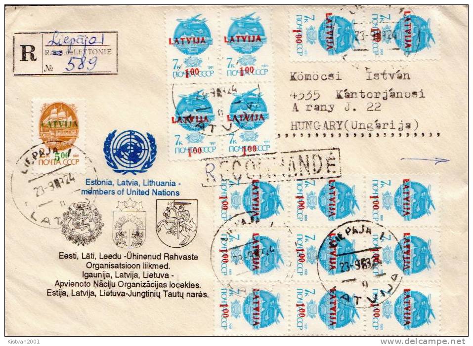 Latvia Multifranking Cover, 25 Stamps - Latvia