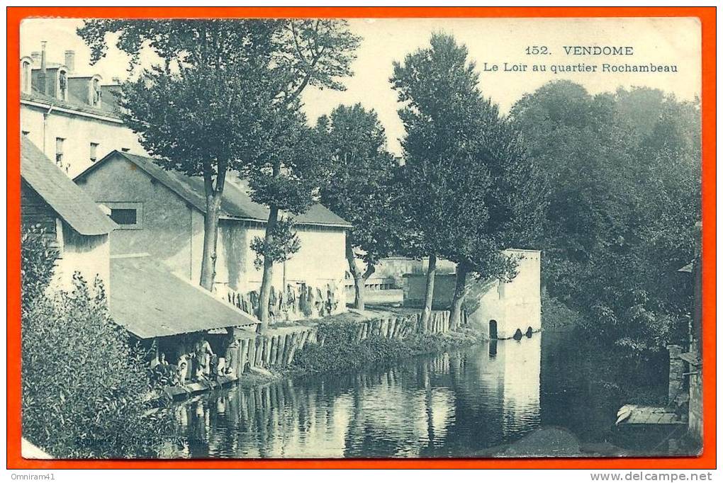 VENDOME - Loir Au Quartier Rochambeau ( Soldats XXeme Chasseurs Au Lavoir ) Carte Bleutée Glacée ( L65 ) - Vendome