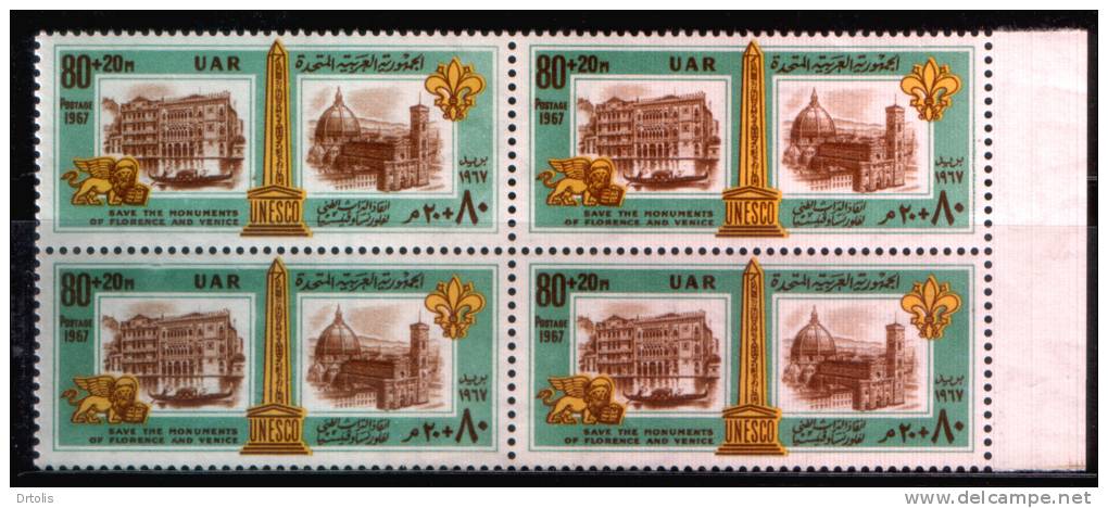 EGYPT / 1967 / UN / UNESCO / ITALY / SAVE THE MONUMENTS OF FLORENCE &VENICE / MNH / VF . - Neufs