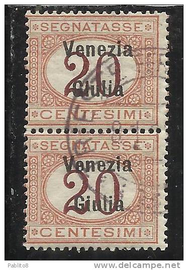 ITALY ITALIA VENEZIA GIULIA 1918 SEGNATASSE 20 CENT. COPPIA TIMBRATA PAIR USED - Venezia Giulia