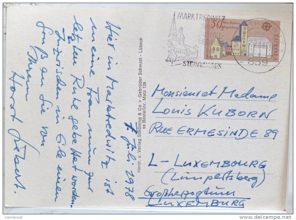 Cp MULTI VUES Souvenir STEINWALD Bei MARKTREDWITZ Voyagé 1978 Timbre Regensburg Cachet Flamme - Marktredwitz