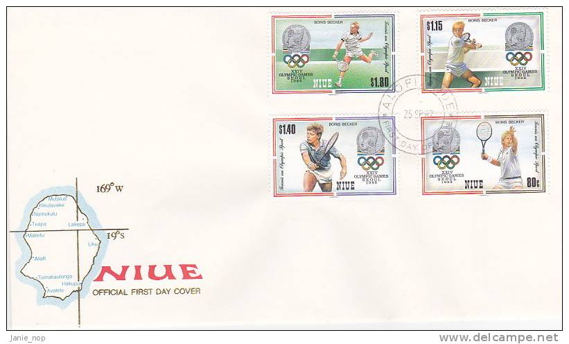 Niue 1987 Olympic Games Becker FDC - Niue