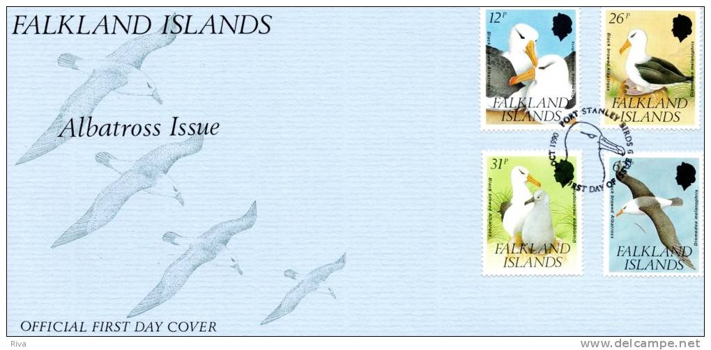 Falkland Islandes Pli Avec 4 Valeurs Thème Faune (( Albatros Issue )) - Albatrosse & Sturmvögel