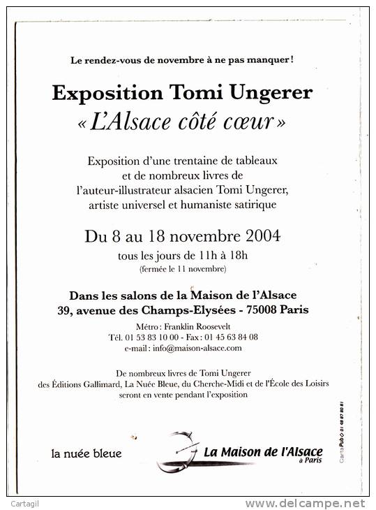 VP ( Progranmme Rare) - 23288- 75 - Paris - Expo  Ungerer De 2004 ( Détails 2 Scans)-Envoi Gratuit - Programs