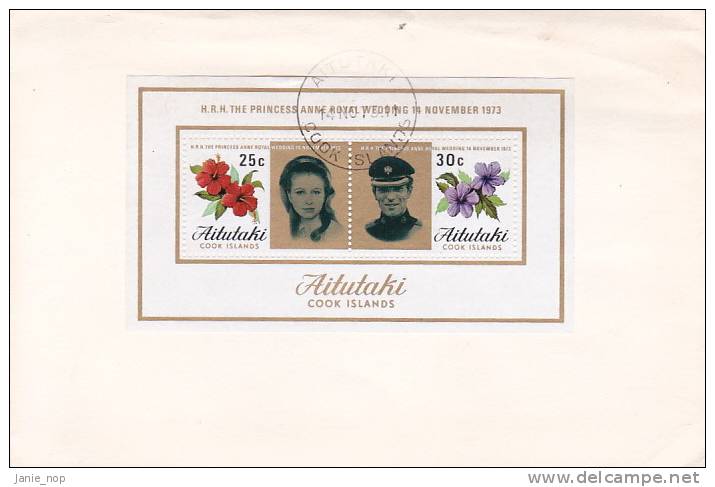 Aitutaki 1973 Royal Wedding Mini Sheet  FDC - Aitutaki