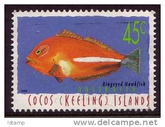 1995 - Cocos (keeling) Islands Marine Life 45c RINGEYED HAWKFISH Stamp FU - Cocos (Keeling) Islands