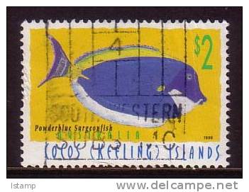 1995 - Cocos (keeling) Islands Marine Life $2 POWDERBLUE SURGEONFISH Stamp FU - Kokosinseln (Keeling Islands)