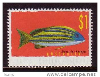 1995 - Cocos (keeling) Islands Marine Life $1 BLUESTRIPE SNAPPER Stamp FU - Cocos (Keeling) Islands