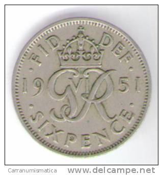 GRAN BRETAGNA 6 PENCE 1951 - H. 6 Pence