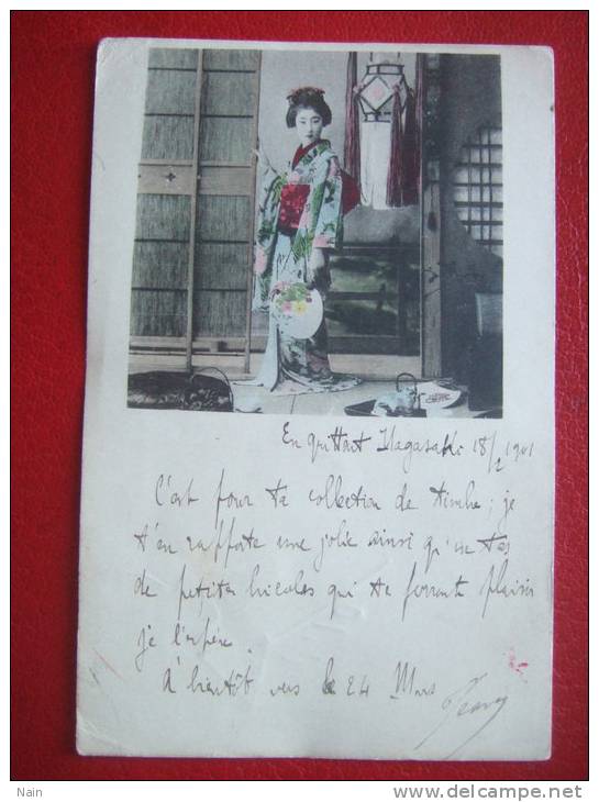 JAPON - UNE BEAUTE - JOLIE FEMME - BELLE CARTE - ENVOYEE DE SHANGHAI EN CHINE En 1901 - - Osaka