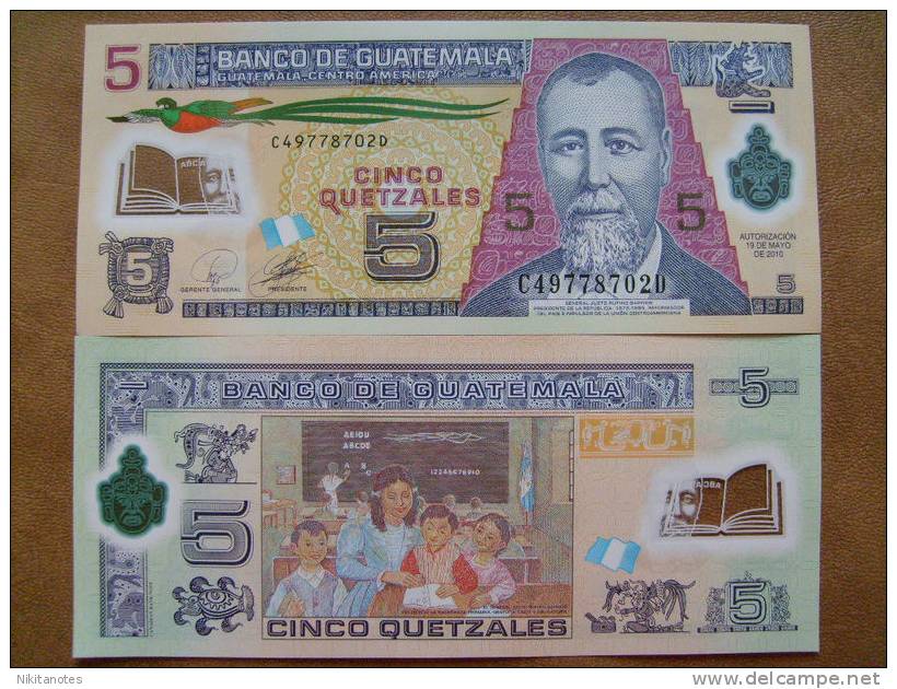 GUATEMALA 5 QUETZALES 2010 2011 P NEW POLYMER UNC - Guatemala