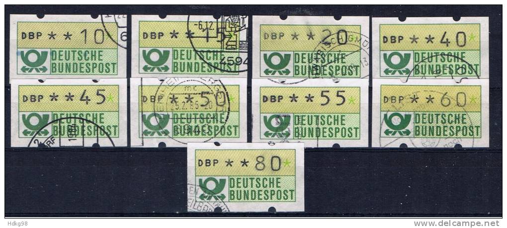 D Deutschland 1981 Mi 1 Automatenmarke 10, 15, 20, 40, 45, 50, 55, 60, 80 Pfg - Machine Labels [ATM]