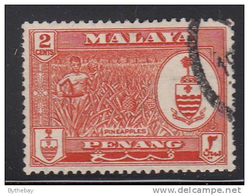 Penang Used Scott #57 2c State Crest And Areca-nut Palm, Pineapples - Penang