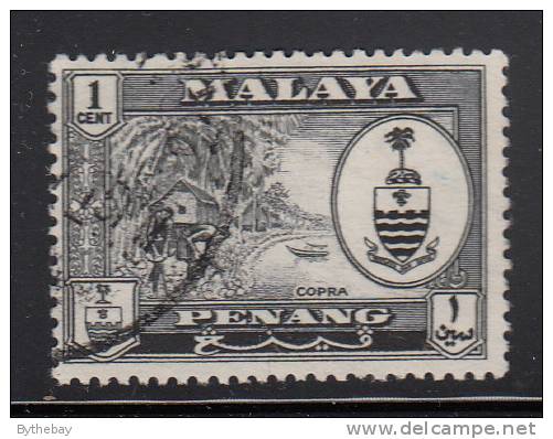 Penang Used Scott #56 1c State Crest And Areca-nut Palm, Copra - Penang