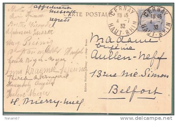 A447 - CERNAY Haut Rhin - Entrée De La Ville - 1923 - Editeur HUNINET - - Cernay