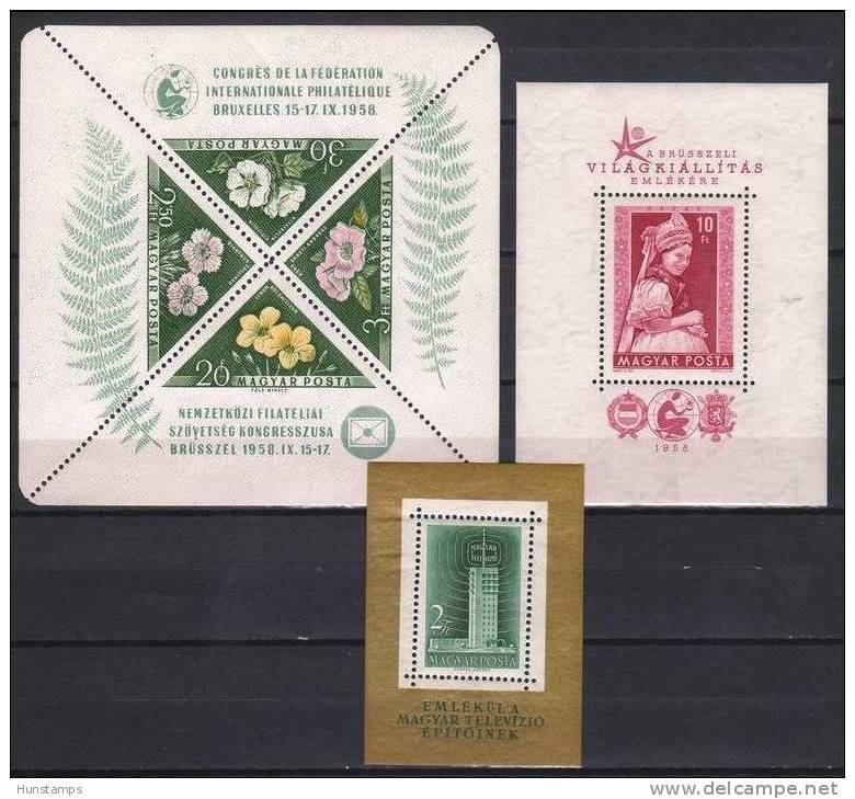 Hungary 1958. Complete Sheet Collection MNH (**) Michel: Bl 26A + Bl 27A + Bl.28A / 120 EUR - Sammlungen