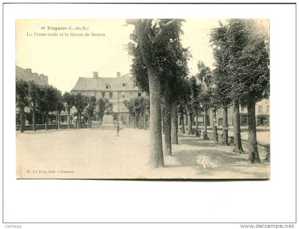 CP -  TREGUIER (22) La Promenade Et La Statue De Renan - Autres & Non Classés