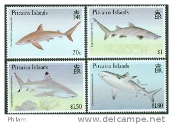 PITCAIRN 1992 - Requins De Haute Mer - 4 V. - Fische