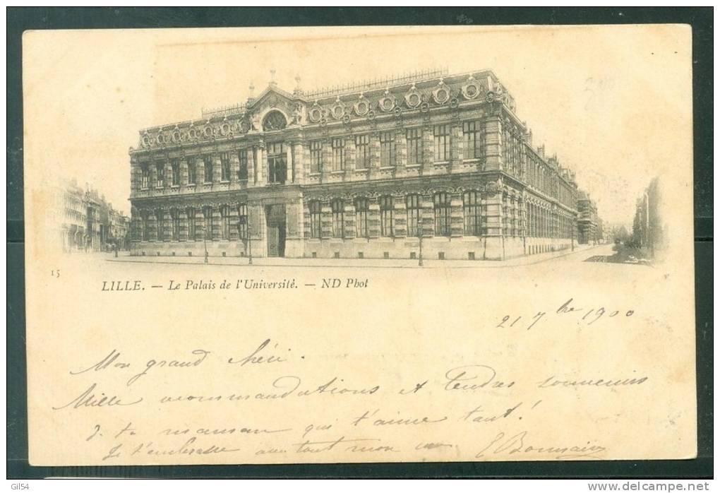 YT°89 Oblitéré Au Dos D´1 Cpa ( Lille - Le Palais De L´université ) Lille - Q.TIER Pl St Martin EN SEPT 1900 Lh11525 - 1877-1920: Période Semi Moderne