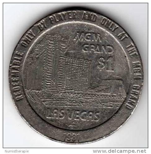 Slot Machine Gaming Token : MGM Grand Casino Las Vegas $1 An 1981 - Casino