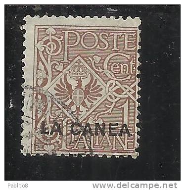 LA CANEA 1905 ITALY OVERPRINTED SOPRASTAMPATO D´ITALIA  1 CENT. TIMBRATO USED - La Canea