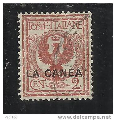 LA CANEA 1905 ITALY OVERPRINTED SOPRASTAMPATO D´ITALIA VARIETA' VARIETY 2 CENT. USATO USED OBLITERE' - La Canea