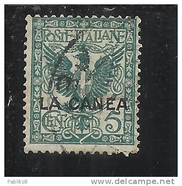 LA CANEA 1905 ITALY OVERPRINTED SOPRASTAMPATO D´ITALIA  5 CENT. TIMBRATO USED - La Canea