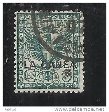 LA CANEA 1905 ITALY OVERPRINTED SOPRASTAMPATO D´ITALIA  5 CENT. TIMBRATO USED - La Canea