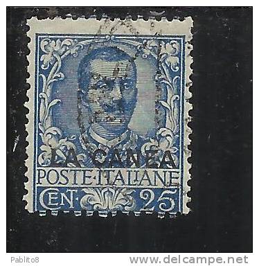 LA CANEA 1905 ITALY OVERPRINTED SOPRASTAMPATO D´ITALIA  25 CENT. USATO USED OBLITERE' - La Canea