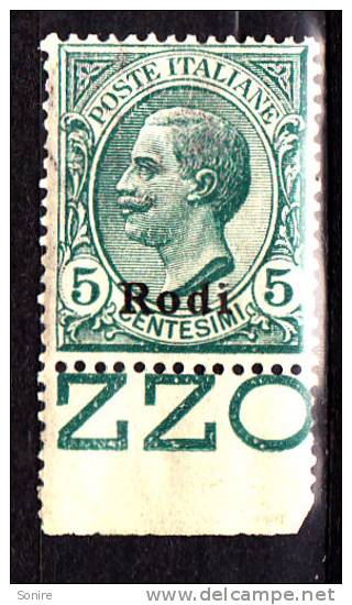 RODI 1912 ISOLE ITALIANE DELL´ EGEO 5 CENT VERDE -NUOVO/MNH** - Egée (Rodi)