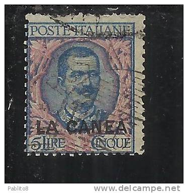 LA CANEA 1905 ITALY OVERPRINTED SOPRASTAMPATO D´ITALIA  LIRE 5 TIMBRATO USED - La Canea