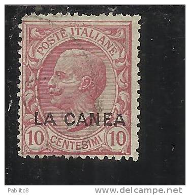 LA CANEA 1907 - 1912  ITALY OVERPRINTED SOPRASTAMPATO D´ ITALIA 10 CENT. USED TIMBRATO - La Canea