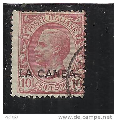 LA CANEA 1907 - 1912  ITALY OVERPRINTED SOPRASTAMPATO D´ ITALIA 10 CENT. USED TIMBRATO - La Canea