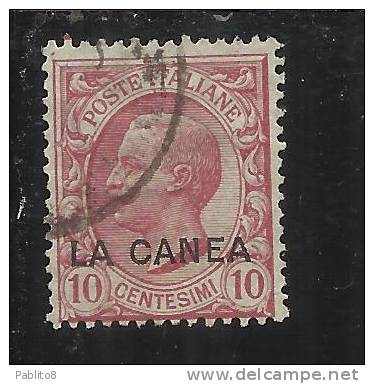LA CANEA 1907 - 1912  ITALY OVERPRINTED SOPRASTAMPATO D´ ITALIA 10 CENT. USED TIMBRATO - La Canea