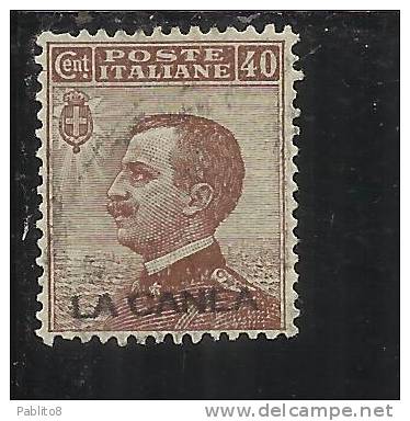 LA CANEA 1907 - 1912  ITALY OVERPRINTED SOPRASTAMPATO D´ ITALIA CENT. 40 USED TIMBRATO - La Canea