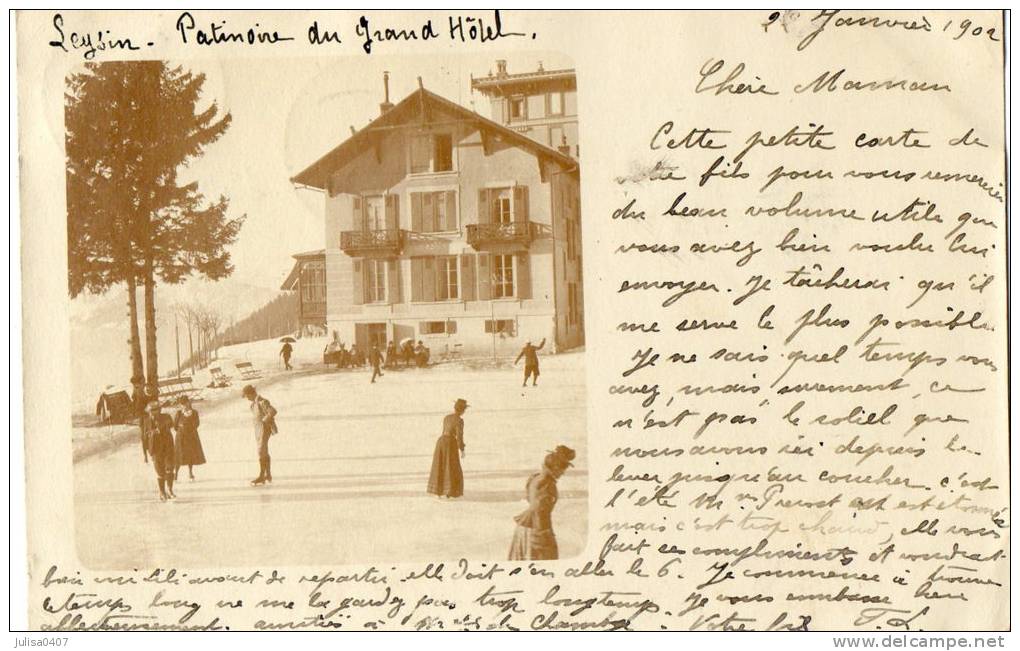 LEYSIN (Suisse) Carte Photo Patinoire Du Grand Hotel Animation - Leysin