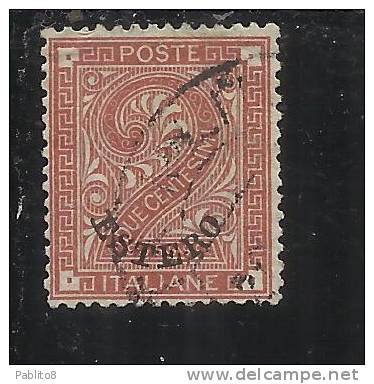 LEVANTE EMISSIONI GENERALI 1874 ITALY OVERPRINTED SOPRASTAMPATO D´ ITALIA 2 CENT.  USED TIMBRATO - Algemene Uitgaven